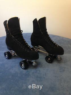 black suede roller skates