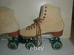 1970's SURE GRIP Leather Suede Roller Skates SIZE 8 Kryptonic Wheels Riedell USA