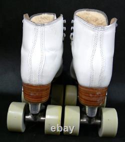 297 Riedell Quad Roller Skates White Snyder Advantage Plates Wheels Womens 5.5 W