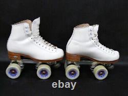 297 Riedell Quad Roller Skates White Snyder Advantage Plates Wheels Womens 5.5 W