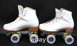 297 Riedell Quad Roller Skates White Snyder Advantage Plates Wheels Womens 5.5 W