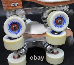 297 Riedell Quad Roller Skates White Snyder Advantage Plates Wheels Womens 5.5 W