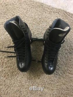 7 W Blk Leather Riedell model 120 skate boots with powerdyne reactor neo plates