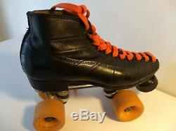 70s Vintage Riedell Black Leather Roller Skates, Skating Shoes-Great Condition