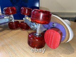 8 Riedell Roller Skates 117 SUNLITE II Purple Trucks KRYPTO CRUISE RED WHEELS