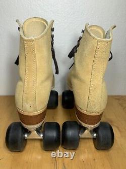 Beautiful Riedell 130 L Roller Skates Used Once. Sz 8 Tan Suede Leather USA Made