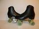 Black Leather RIEDELL Skates With Sure Grip Chassis & Roll Line wheels Size UK 7