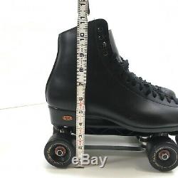 Black Leather Riedell Mens Roller Skates Size 11 62mm Roller Bones Sunlite Plate