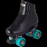 Black Leather Riedell Outdoor Quad Roller Skates with 62mm Energy Wheels D Width