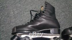 Black Leather SURE-GRIP USA Made Roller Skates Men's Size 10 Riedell -Excellent