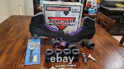 CUSTOMIZED, SPEED Roller Skates! Blk Leather, Anodized-Hubs, Race Bearings, # 10