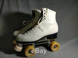 EUC VNTG Mens Riedell Leather Red Wing 297R Roller Skates White SIZE 8.5 S1E1