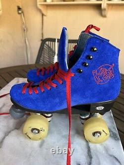 Flipper's Original Riedell 120 electric blue suede roller skates 7