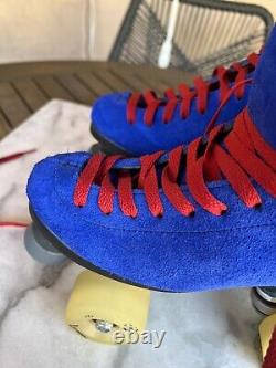 Flipper's Original Riedell 120 electric blue suede roller skates 7