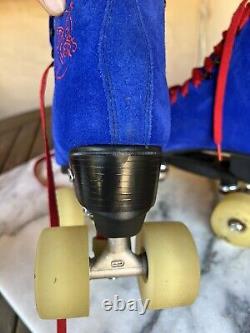 Flipper's Original Riedell 120 electric blue suede roller skates 7