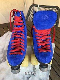 Flipper's Original Riedell 120 electric blue suede roller skates 7