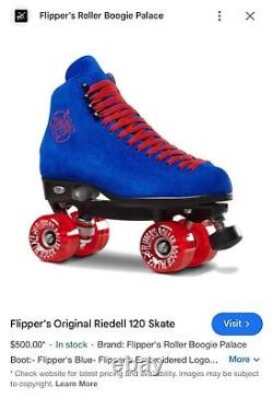 Flipper's Original Riedell 120 electric blue suede roller skates 7