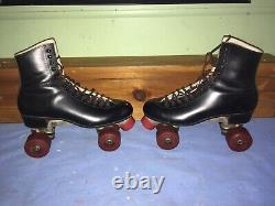 JUST WOW! Gorgeous Vintage Black Leather Riedell Roller Skates