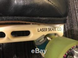 MINT Mens Size 10 Riedell 595 Vintage Laser Plates Roller Skates Jam Derby Speed