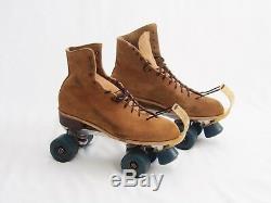 Men Riedell Brown Suede Roller Skates sz 11, with jogger trucks