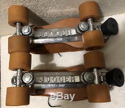Men's Riedell Brown Suede Roller Skates sz 12, with Jogger Trucks & Zinger Rollers