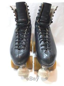 Mens Black Leather RIEDELL 297 Quad Roller Skates Size 7 1/2 Sure Grip Classic