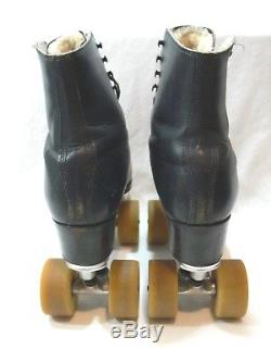 Mens Black Leather RIEDELL 297 Quad Roller Skates Size 7 1/2 Sure Grip Classic