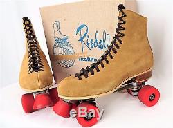 Mens Nice VTG Riedell 130M Suede Leather Roller Skates Chicago 9A Size 10 with Box