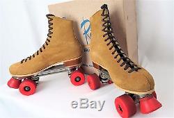 Mens Nice VTG Riedell 130M Suede Leather Roller Skates Chicago 9A Size 10 with Box