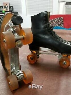 Mens Riedell Vintage Black Leather Roller Skates sz 12. Excellent condition