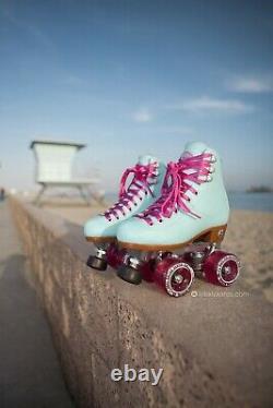 Moxi Beach Bunny Roller Skates Blue Sky Size 10 (w11-11.5)x Impalla Riedell Sure