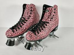 Moxi Ivy City Pink Cheetah Roller Skates Size 5 Without Wheels or Bearings