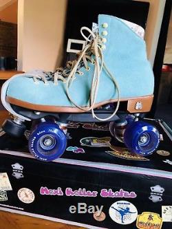 Moxi Lolly Floss Suede Roller Skates Used 2x With Box Riedell 10 Roller Skates