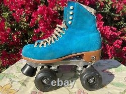 Moxi Lolly Pool Blue Men's Size 7 Blue Suede Outdoor Roller Skates