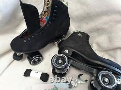 Moxi Lolly Roller Skates Black Suede Riedell Lolly Size 8, fits Womens 9 NEW