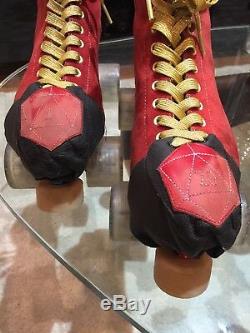 Moxi Lolly Roller Skates- Poppy Red Size 10 Medium Width Toe Covers Light Wheels