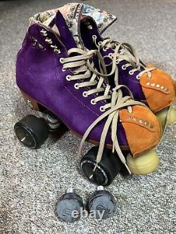 Moxi Lolly Roller Skates Riedell Taffy Purple Size 8 M Leather Suede