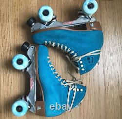 Moxi Lolly Roller skates Upgraded Avanti Plates Fundae Wheels Sz 9 Pool Blue