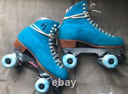 Moxi Lolly Roller skates Upgraded Avanti Plates Fundae Wheels Sz 9 Pool Blue