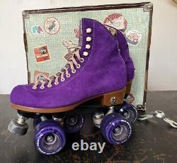 Moxi Lolly TF Roller Skates Riedell Aplolly Taffy Purple Size 7 M Leather Suede