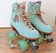 Moxi Lolly quad roller skates Floss mint green suede US womens size 5 6 hi tops