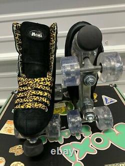 Moxi Panther Roller Skates Black Suede Riedell Lolly Size 6 (Womens 7-7.5)
