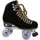 Moxi Panther Roller Skates Black Suede Riedell Size 6 (Women's 6.5-7)? NEW