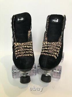 Moxi Panther Roller Skates Size 7 (Womens 8-8.5) Black Suede Riedell Lolly