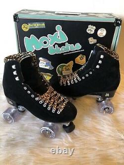 Moxi Panther Roller Skates Size 8 (Womens 8.5-9.5) Black Suede Riedell Lolly