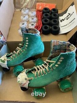 Moxi lolly roller skates size 6 Green Apple 2021 outdoor Wheels Laces Lot