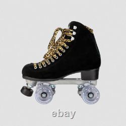 NEW Moxi Panther Roller Skates Black Suede Riedell Size 6 (Women's 6.5-7) NIB
