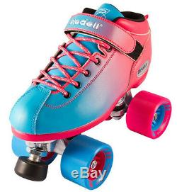 NEW! Riedell Dart 2 Tone Pink & Blue Ombre Quad Roller Speed Skates Kids & Adult