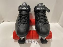 NEW Riedell Dart Roller Skate Unisex Black Red Wheels Size 9