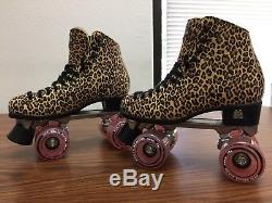 NEW Riedell Moxi Ivy Jungle Brown Leopard Womens Indoor Outdoor Roller Skates 6
